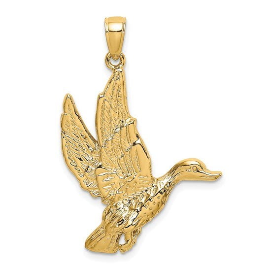 Made in THE USA * Mallard Duck Pendant Gold 24 kt * FREE Chain * FLYING + 