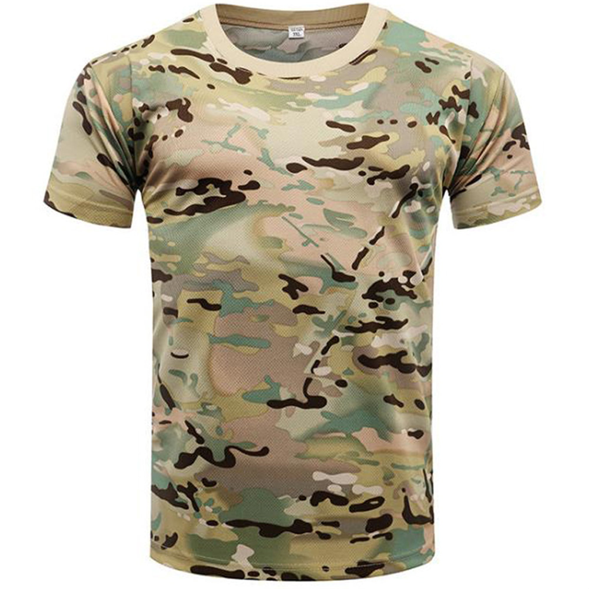 Mens Military Camo T-Shirt Short Sleeve Camo Shirts Combat Casual Blouse Tee Top 