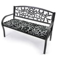 thumbnail image 4 of Jordan Manufacturing 48" x 18" Halsey Shadow Black Floral Rectangular Outdoor Settee Swing Bench Cushion with Ties, 4 of 13