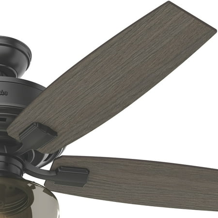 Hunter - Bennett Indoor Ceiling Fan With Light, Remote, 52-inch, Matte Black, Rustic-style, 3-speed WhisperWind Motor, 54187, for living rooms, bedrooms, home offices, kitchens