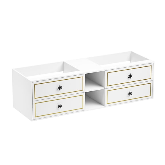 JERFIT 72 Inch Modern Floating Bathroom Vanity with Drawers and Open Shelves, White Wall Mount Cabinet for Double Sink