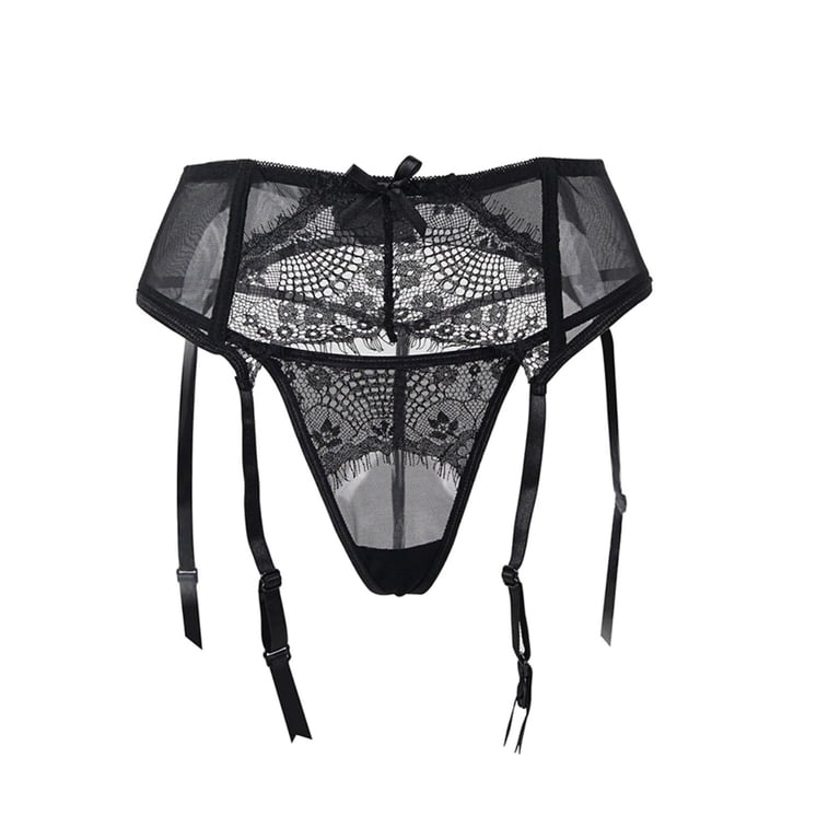 Fruilibee Women's Floral Lace Garter Belt, G-String Thong and Sheer  Stocking, Black Lingerie, L/XL - Walmart.com