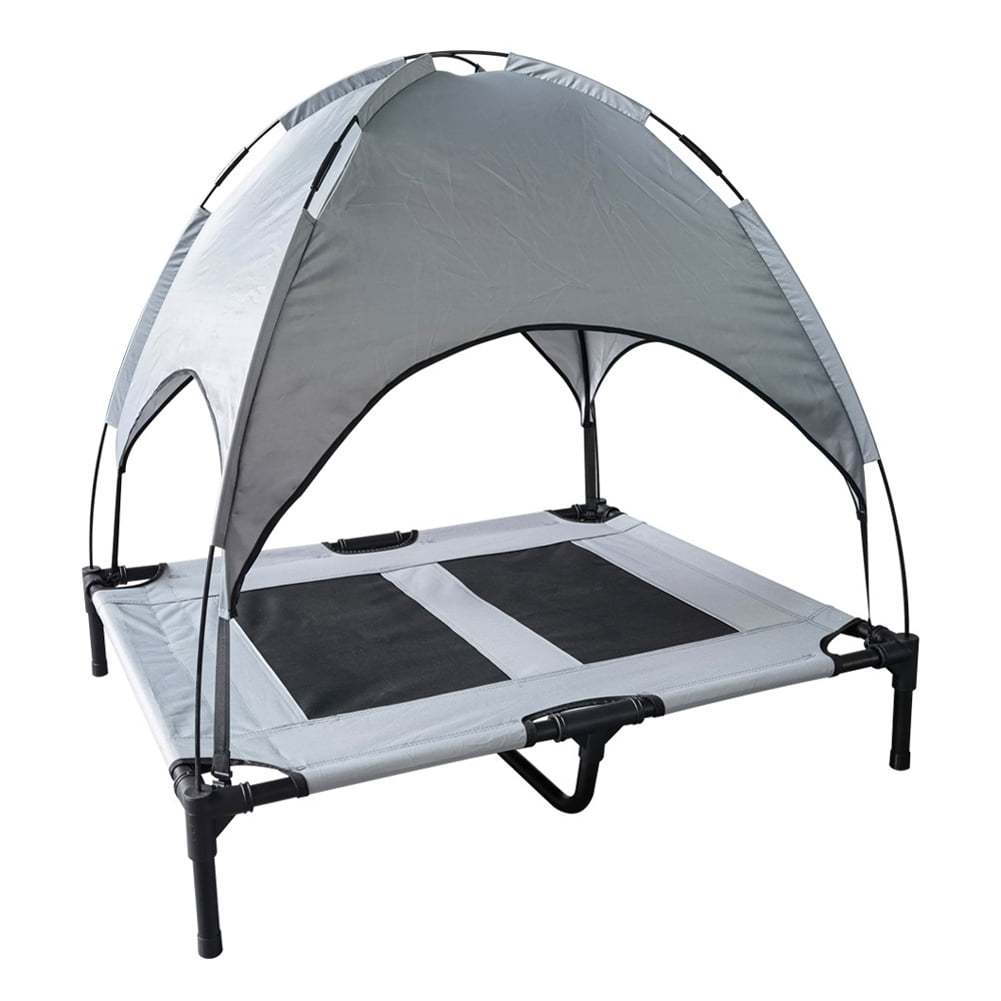 Elevated Dog Bed with Canopy Outdoor Pet Cot Portable Sunshade Pet Tent Cooling Bed for Dogs