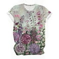 thumbnail image 4 of Otvok Womens Summer Tops Regular Casual Short Sleeve Flower Print Round Neck Pullover Blouse, 4 of 6