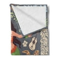 thumbnail image 2 of Hula Girl Soft Flannel Fleece Throw Blanket, Tribal Aloha Folks Volcano Culture Tourism Hibiscus Retro Design Illustration, Cozy Plush for Indoor and Outdoor Use, 50" x 60", Multicolor, by Ambesonne, 2 of 5