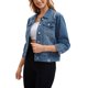 thumbnail image 4 of Abrigo de mujer INSPIRE CHIC, chaqueta de mezclilla con cuello plano, botones, mangas 3/4, lavado, cropped, color azul oscuro, 4 of 6