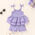 thumbnail image 4 of Tiny Cutey Toddler Girls Outfits Baby Summer Sleeveless Sling Top Shorts Clothes Set for 12-18 Months, 4 of 8