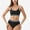 Black, variant on Women's Sporty High Waist Bikini Set with Contrast Trim and Scoop Neck Crop Top - Small, Light Blue