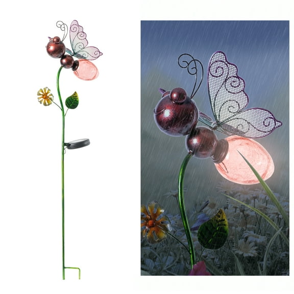 Red Solar Butterfly Stake Light