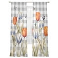 thumbnail image 6 of Orange Flower Sheer Curtains for Living Room Bedroom Blue Tulip Butterfly Watercolor Plaid Grey Sheer Curtains 84 Inch Long 2 Panels Set Light Filtering Curtain Window Treatments Drapes, 6 of 6