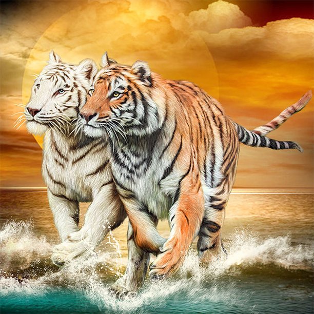 Kit de pintura por números DIY Tigre mano aceite arte imagen artesanía hogar pared decoración Hugtrwg Para estrenar