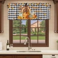 thumbnail image 6 of Thanksgiving Curtain Valances for Windows, Kitchen Valance Window Treatments Panel 2 Pack, Fall Turkey Pumpkin Maple Leaf Black Plaid Rod Pocket Short Curtains for Bathroom Bedroom 42 x 18 Inch, 6 of 8