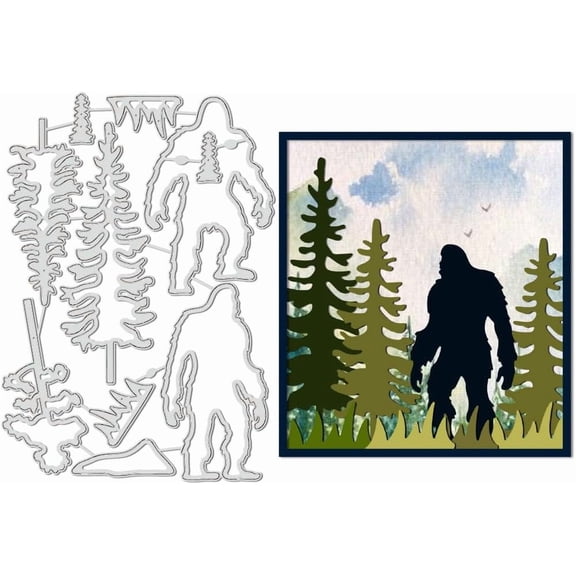 Forest Bigfoot Cutting Dies Gorilla and Tree Carbon Steel Embossing Tool Die Cuts Metal Templates