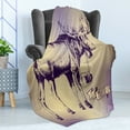thumbnail image 4 of Moose Soft Flannel Fleece Throw Blanket, Hipster Deer Shade Sunglasses and Camera Vintage Ombre Design Funny Animal Art, Cozy Plush for Indoor and Outdoor Use, 70" x 90", Purple Beige, by Ambesonne, 4 of 5