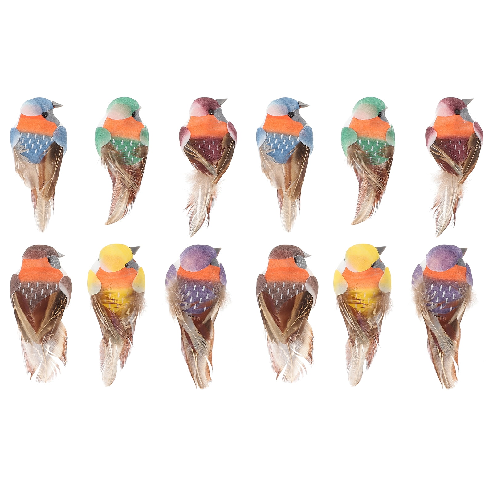 12PCS Simulated Hummingbird Ornament Chic Artificial Feather Bird Decor