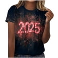 thumbnail image 1 of Camisetas Casuales de Mujer Año Nuevo Impreso Suéter de Manga Corta Cuello Redondo, Top de Moda para el Uso Diario, 1 of 4
