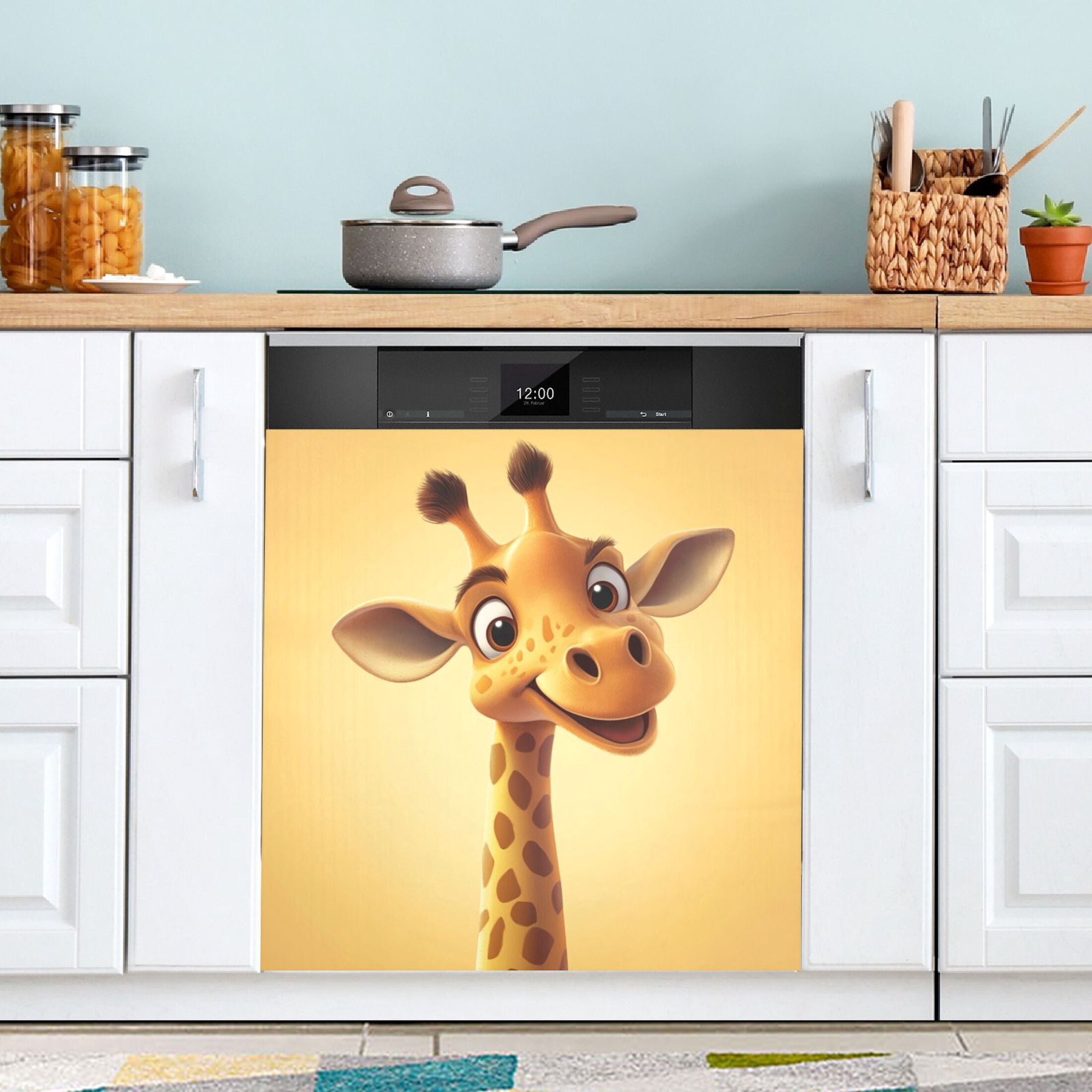 Dishwasher Magnetic Sticker 23x26 Inch Refrigerator Magnetic Sticker Washing Machine Magnetic Sticker Kitchen Panel Magnetic Sticker Home Decor Cartoon Yellow Giraffe