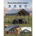 thumbnail image 3 of 12 ft x 13 ft Metal Carport Shed with Reinforced Frame & Steel Roof, All-Weather Permanent Shelter for Cars, Motorcycles, ATVs & Boats, 3 of 6