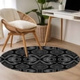 thumbnail image 5 of Black White Paisley Area Rug, Abstract Flower Washable Large Circle Carpet, Non Slip Round Rug for Living Room/Bedroom/Dining Room/Home Office/Dorm, 5 of 9