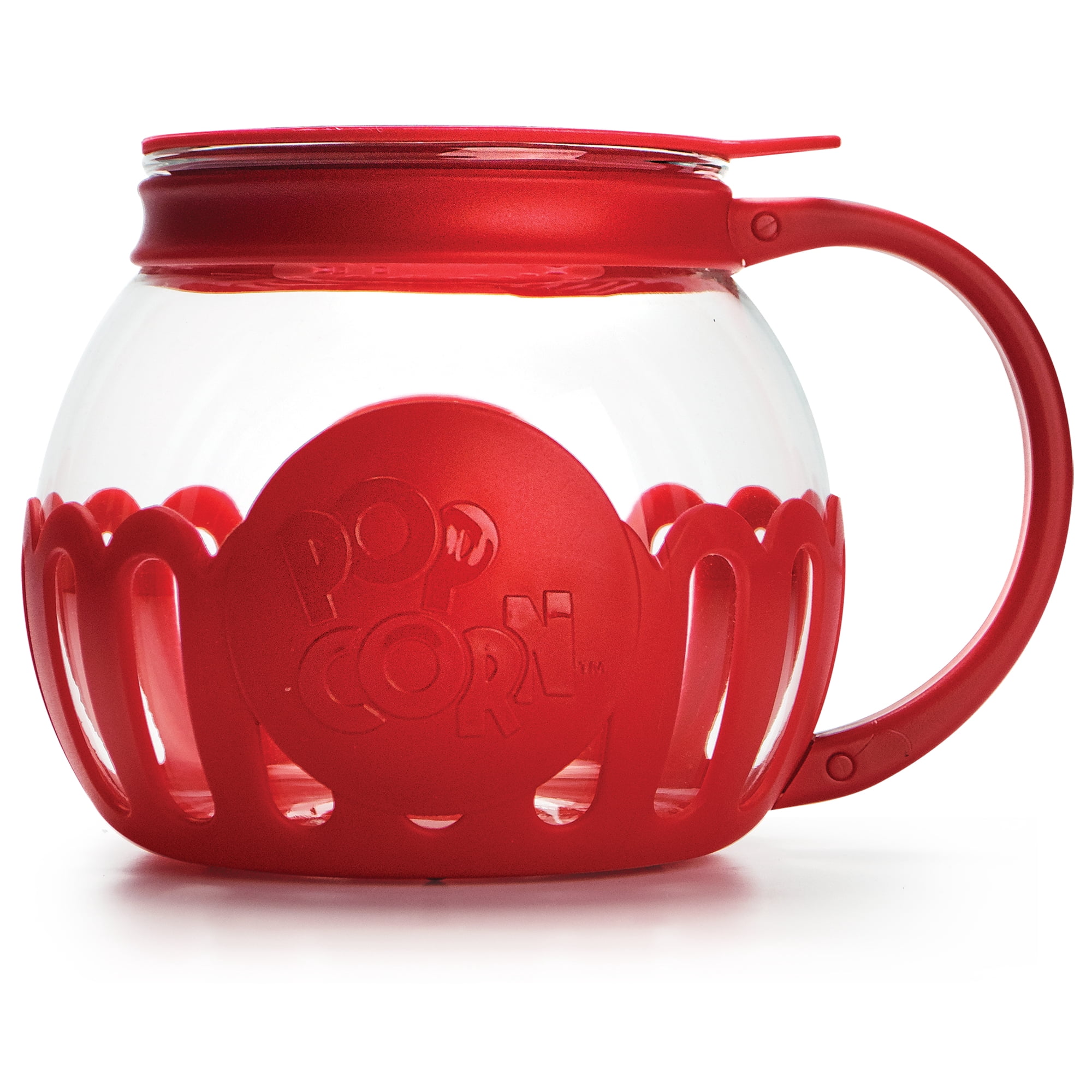 Tasty Micro-Pop 1.5 qt Borosilicate Glass Microwave Popcorn Maker, Red
