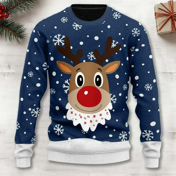 WILLBEST Hoodies for Men Mens Lightweight Hoodie Full Zip Christmas Reindeer Print Knit Turtleneck Hoodie Cozy & Stylish Holiday Sweater