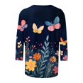 thumbnail image 4 of CYMMPU Summer Fashion Shirts 3/4 Sleeve Spring Tops Blouses for Women Dressy Casual Round Neck Loose Fit Tunic Tops Floral Pattern Lightweight Basic T-Shirts Multicolor M, 4 of 5