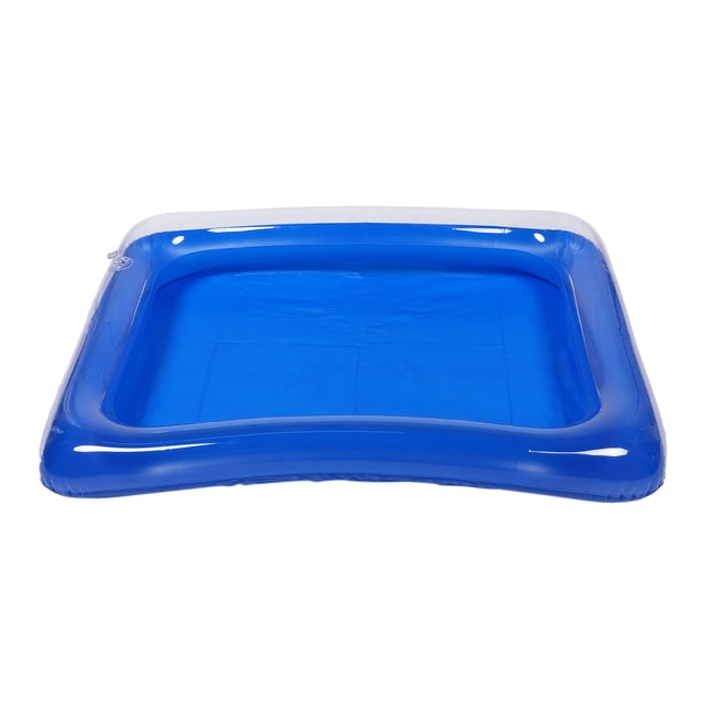 SHOWERORO Inflatable Kids Sandbox Set for Home Entertainment Blue PVC Tray 1Set 57.0x44.0x0.4in
