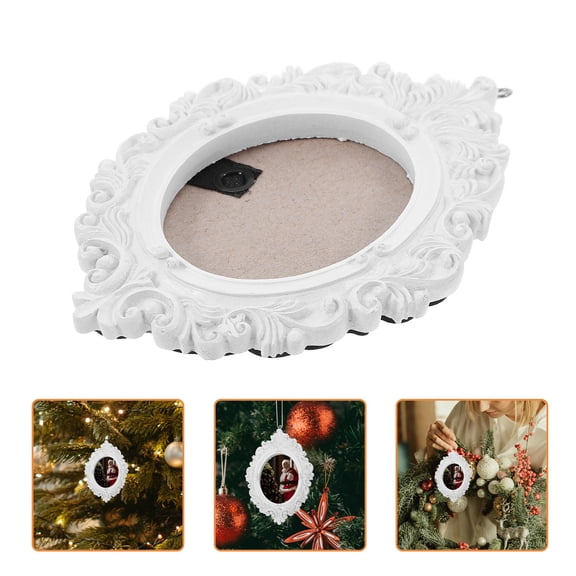 SWETRACE White Picture Frame Ornament for Christmas Tree Decoration, Photo Holder, 1 Pack Holiday Hanging Decor