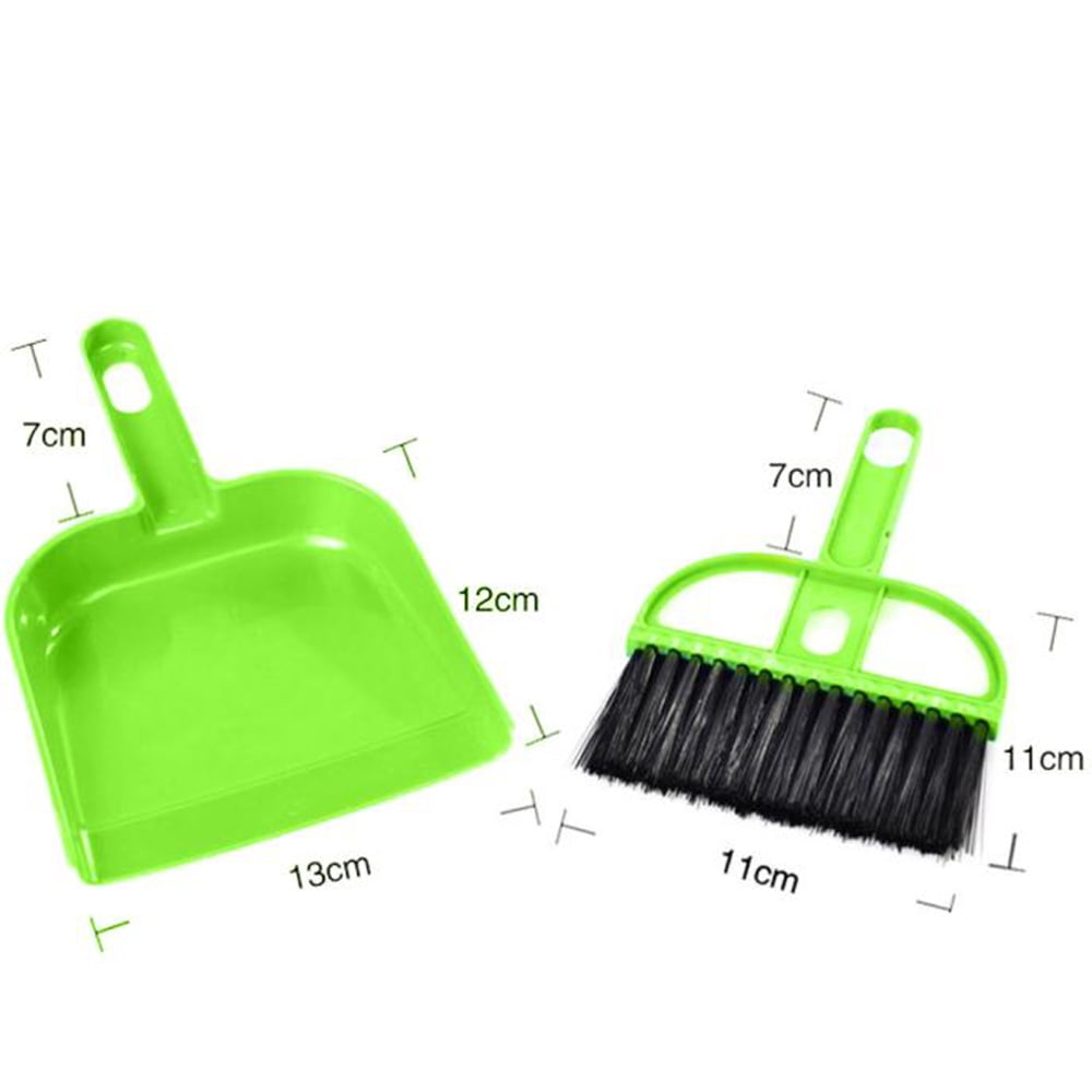 Mini Desktop Sweep Cleaning Brush Small Broom Dustpan Set Green
