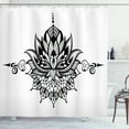 thumbnail image 1 of Black and White Shower Curtain, Lotus Flower Tattoo Art Doodle Purity Meditation Flourish Illustration, Fabric Bathroom Set with Hooks, 69W X 84L Inches Extra Long, Black White, by Ambesonne, 1 of 3