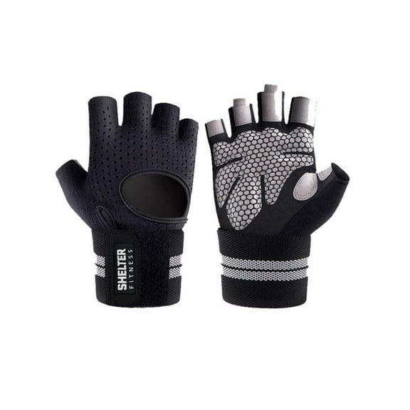 Breathable Fingerless Workout Gloves - Black