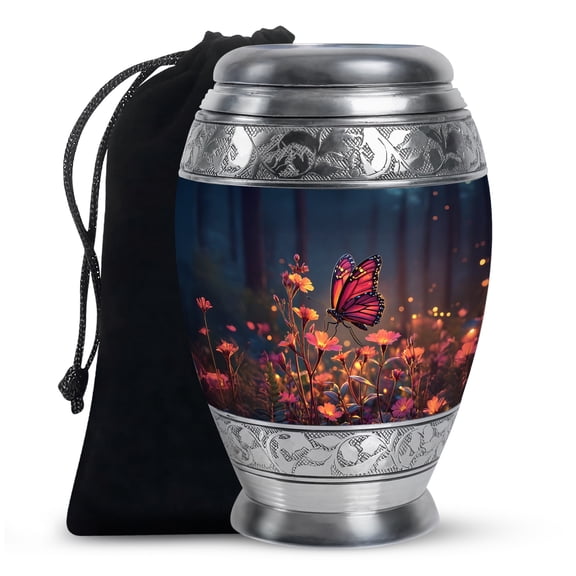 Butterfly Large Urns For Human Ashes - Large Blue Urns For Male & Female - Pink Decorative Urn For Adult Dad - Funeral Cremation Urn For Adult Father & Mother Ashes - 10 Inch