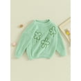 thumbnail image 3 of Suealasg Kids Boys Girls Sweaters Toddler Baby Saint Patrick's Day Clothes 1T 2T 3T 4T Long Sleeve Crew Neck Flower Print Loose Knitted Pullovers for Little Boys Girls, 3 of 9