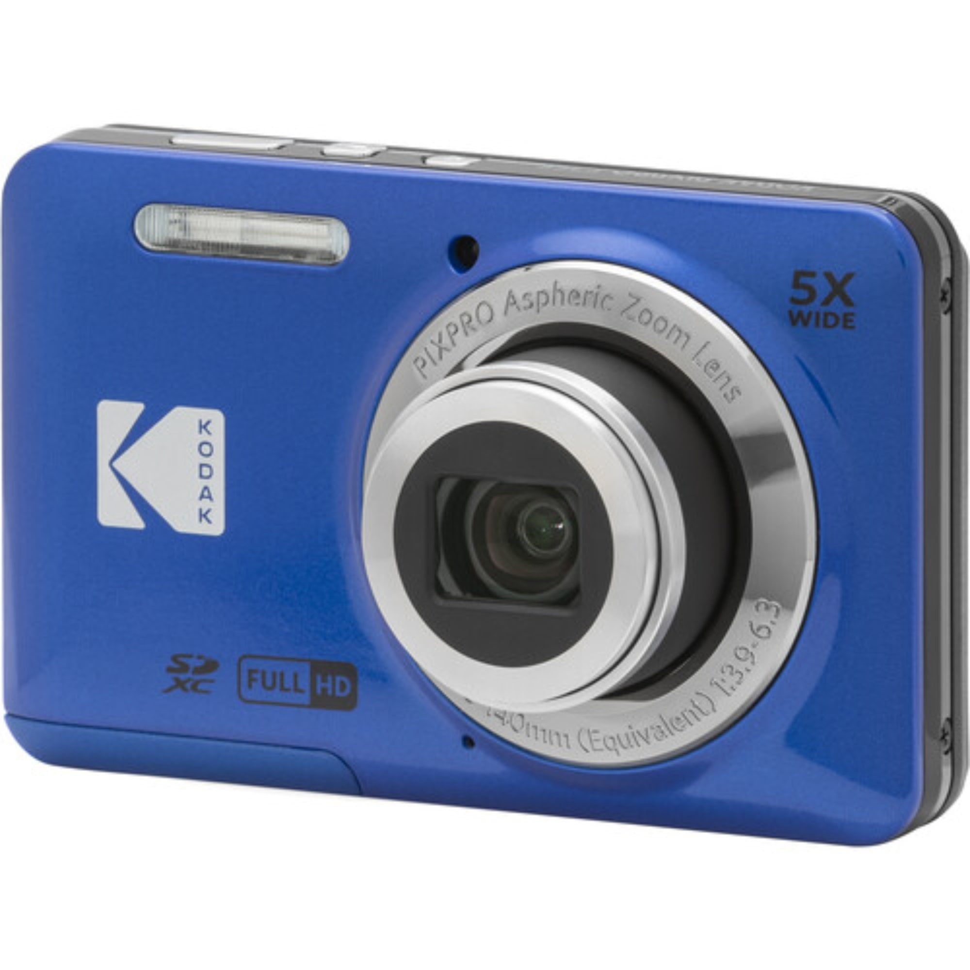 Kodak PIXPRO FZ55 Digital Camera (Blue) + Extra Battery + LED - 128GB Kit