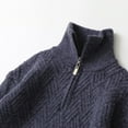 thumbnail image 6 of Povozer Boys Quarter Zip Cable Knit Sweater Kids Fall Mock Neck Pullover Clothes(Dark Blue,12-13 Years), 6 of 6