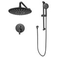 thumbnail image 1 of KFFKFF Shower Faucet Set, Rainfall Bathroom Shower System with 9-Inch Round Rain Shower Head and Handheld Spray, Wall Mounted Bath Fixtures with Brass Valve and Trim Kit, Matte Black, 1 of 9