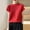 Red, variant on Olyvenn Womens Mock Neck Short Sleeve Rib Knit Summer Tops Dressy Blouse Tee Fitted Shirts Elegant Casual Going Out Blouse Black XXL