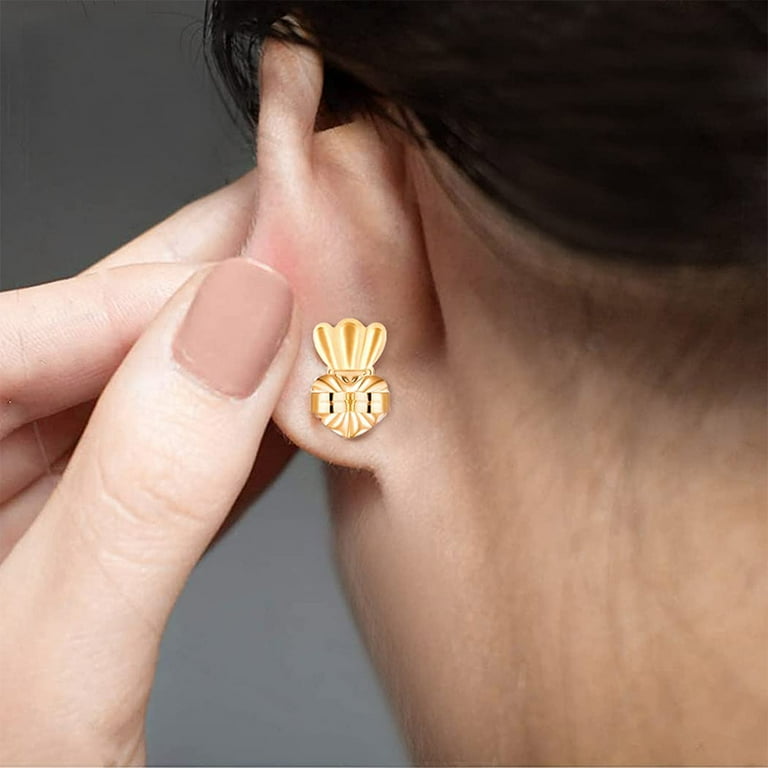 Earring Backs for Droopy Ears,Adjustable Large Earring Backs for Heavy  Earring,18K Gold Plated Hypoallergenic Earring Lifters Secure Earring Backs  for