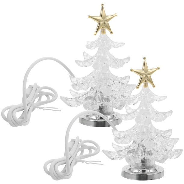 Lámpara de mesa con forma de árbol de Navidad, luz de mesita de noche creativa, lámpara de escritorio, luz nocturna elegante, decoración para el hogar y el dormitorio, 2 uds.