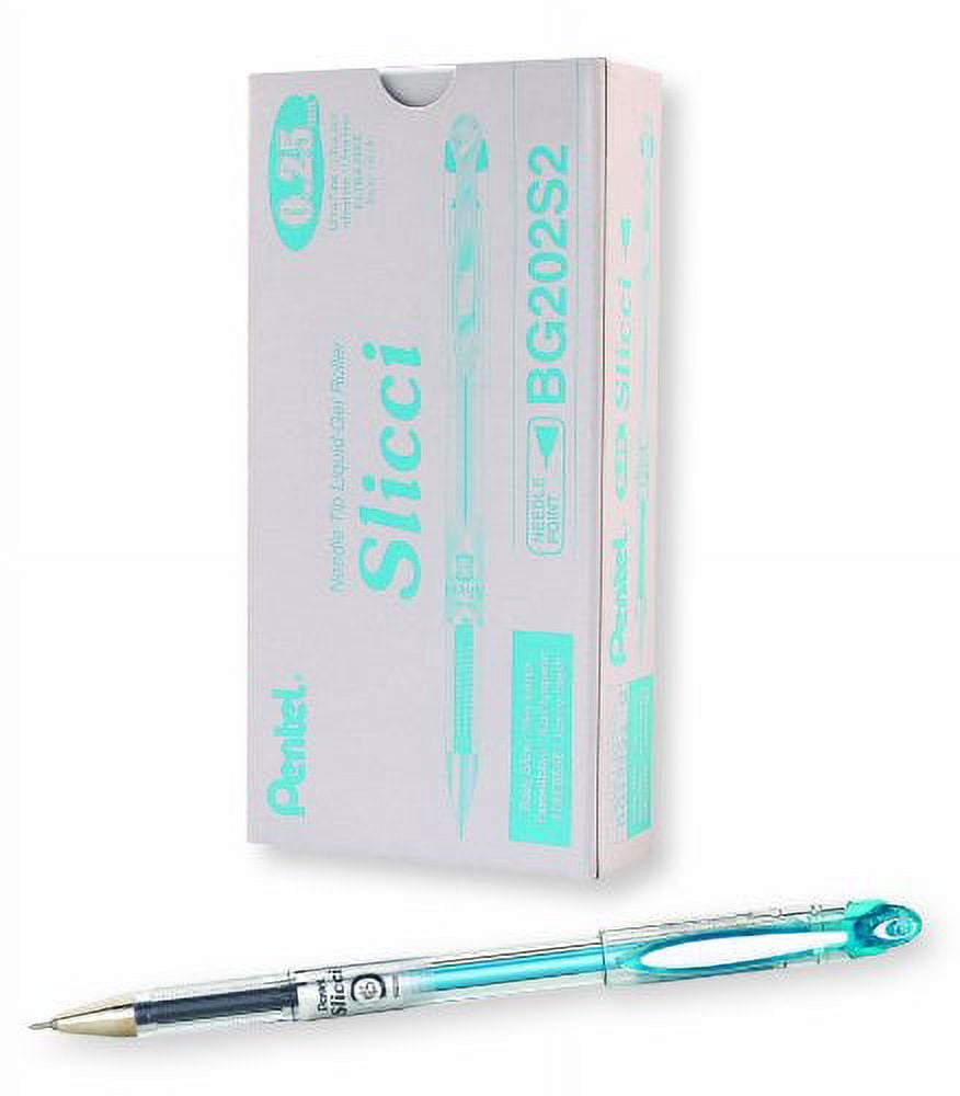 Pentel Arts Slicci 0.25 mm Extra Fine Gel Pen, Baby Blue Ink, Box of 12 (BG202-S2)
