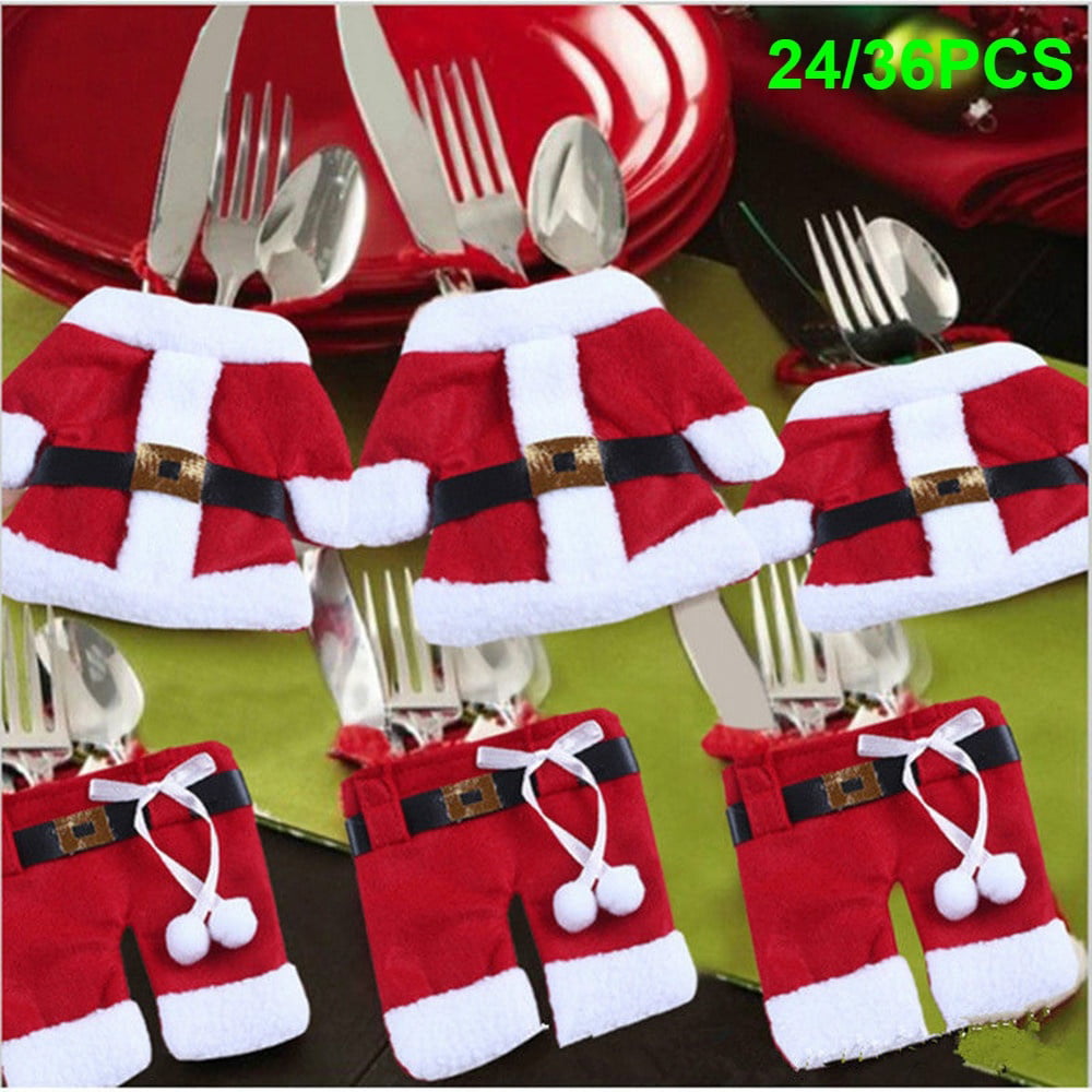 Details about   2-12pcs Christmas Santa Hat Tableware Cutlery Set Holder Pocket Table Decoration 