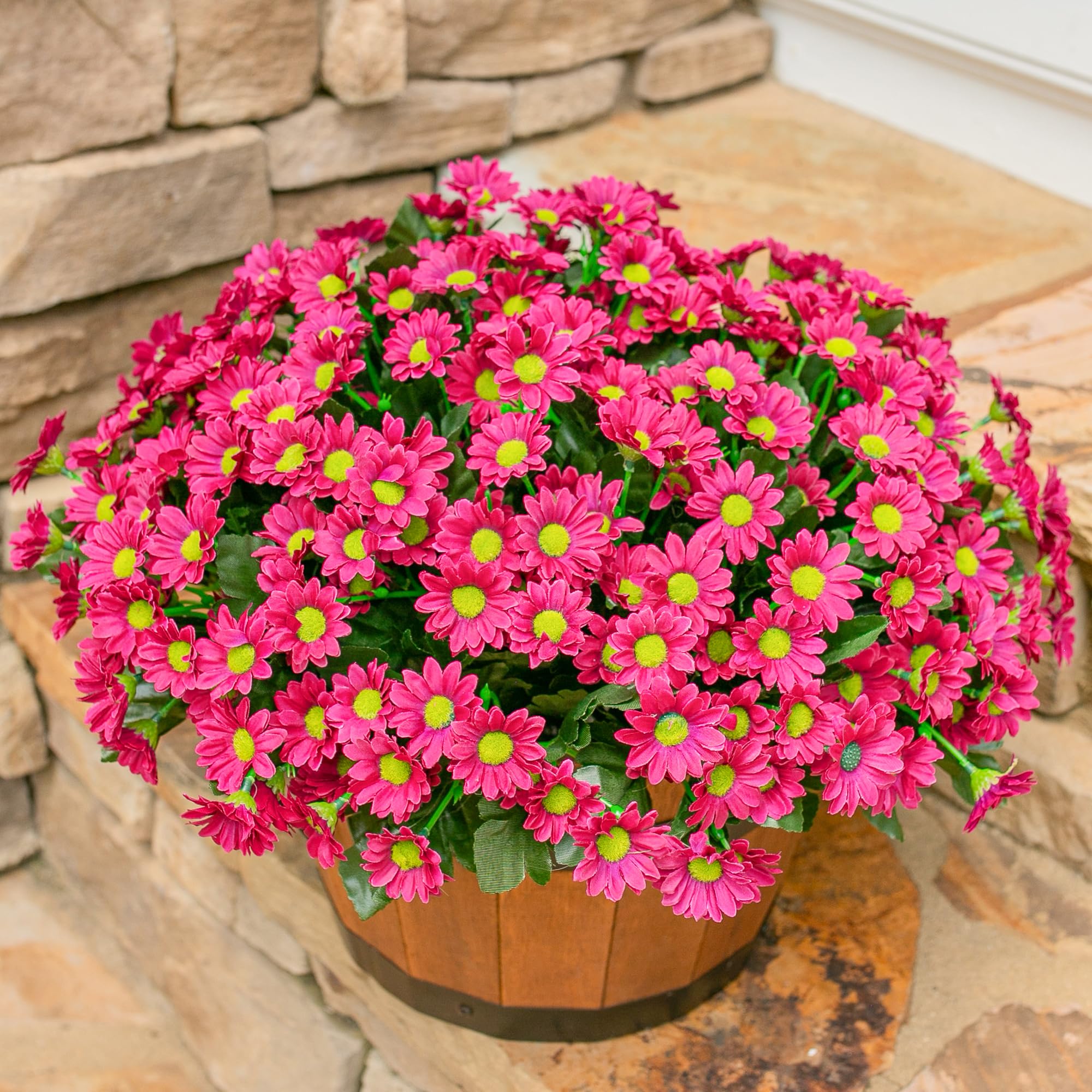 Artificial Flowers for Outdoors Decoration, 6 Bundles Fake Plants Flowers Bouquet Faux Flowers for Outdoor Planter Look Real UV Resistant Silk Flowers for Outside Front Door Porch Patio, Yellow