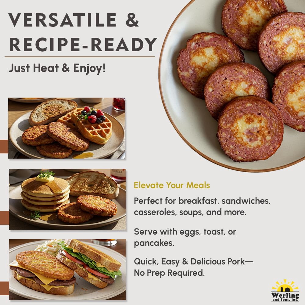 (Pack of 6) Werling & Sons Grandma Werling’s Goetta 14.5 Oz Canned Food Fully Cooked Pork & Pin Oats Traditional German Style Canned Meat Shelf Stable for Emergency Storage, Camping & Quick Meals