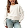 thumbnail image 2 of AherBiu Toddler Kids Girls Sweater Tops Crewneck Long Sleeve Comfy Fitted Warm Knitted Pullover Tops, 2 of 6