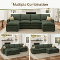 thumbnail image 4 of Marrber Cozy Corduroy Sectional Sofa Bed, 4-Seat U-Shaped Cloud Couch Deep Seat with Double Movable Chaises for Living Room, Green, 4 of 10