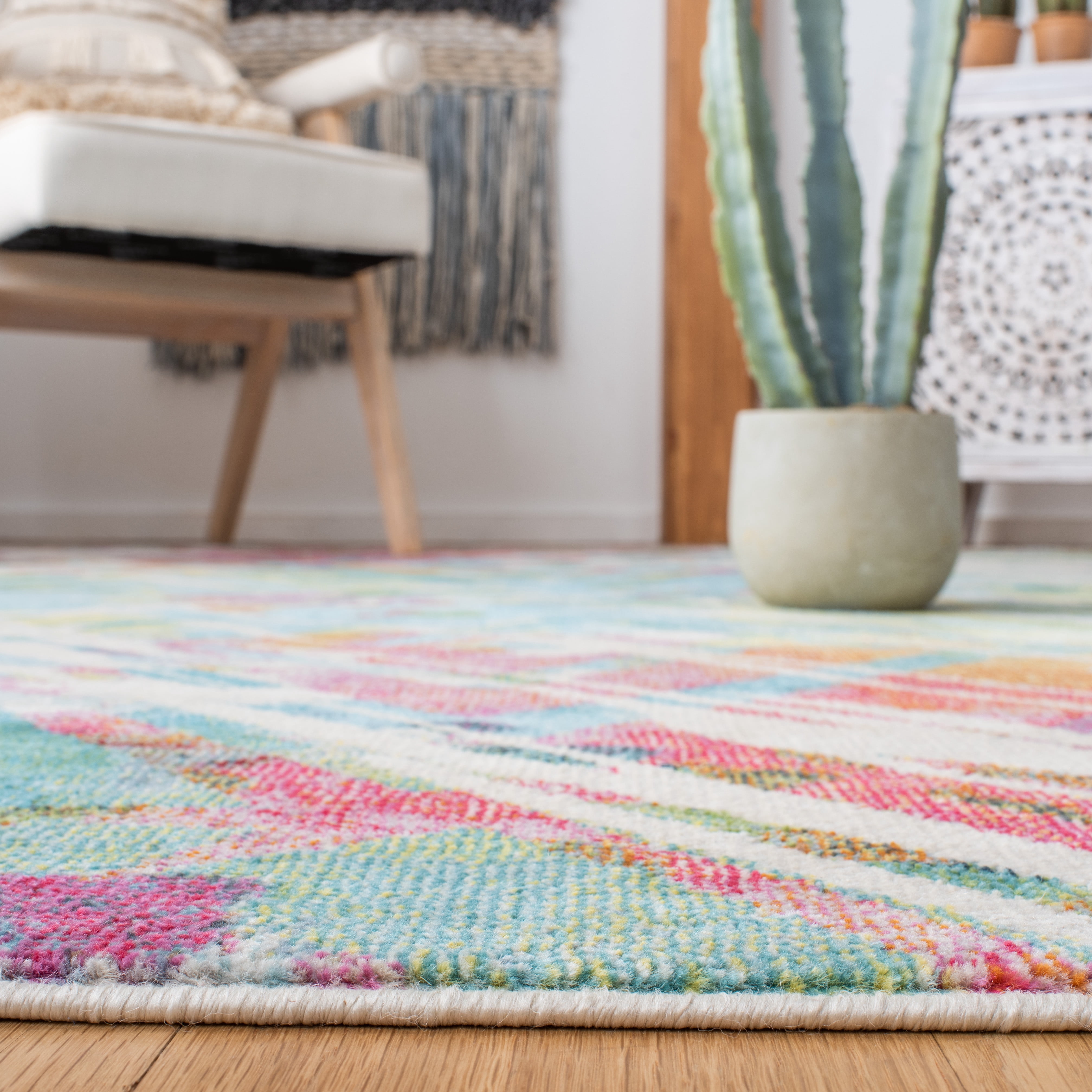 Safavieh Lillian Irving Abstract Area Rug, Ivory/Light Blue, 6'7" x 6'7" Square