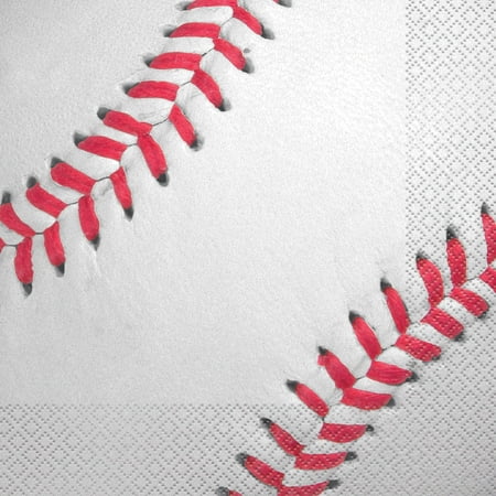 White Graduation Lunch Napkins - (3 Pack) Baseball Lunch Napkin (16 Count)