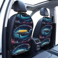 thumbnail image 3 of Pofeuu Vintage Colorful Patterned Dolphin Print 2 Pack PU Leather Kick Mat Back Seat Protector, Universal Car Seat Back Organizer, Waterproof Backseat Protector For Most Car, 3 of 8