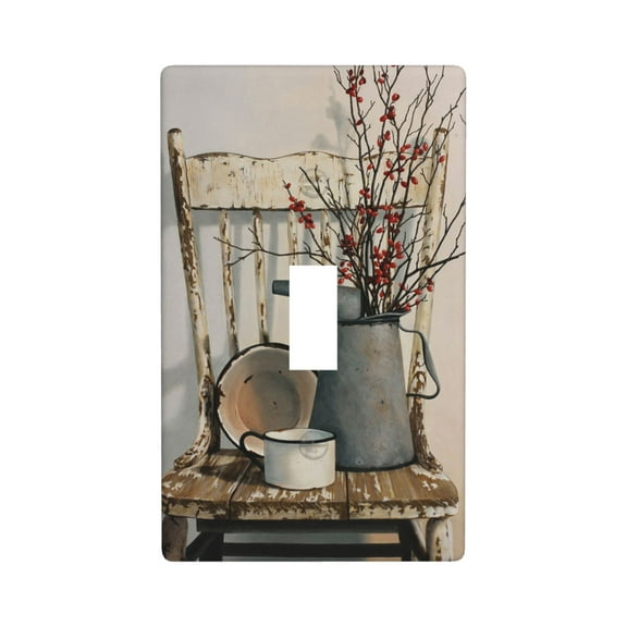 Rustic Still Life Light Switch Cover Plates Single Toggle Wall Plate, Decorative 1-Gang Christmas Decor Lightswitch Cover