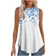 thumbnail image 2 of Tank Tops for Women Sleeveless Round Neck Printed Pullover Casual Tank White XXL, 2 of 6